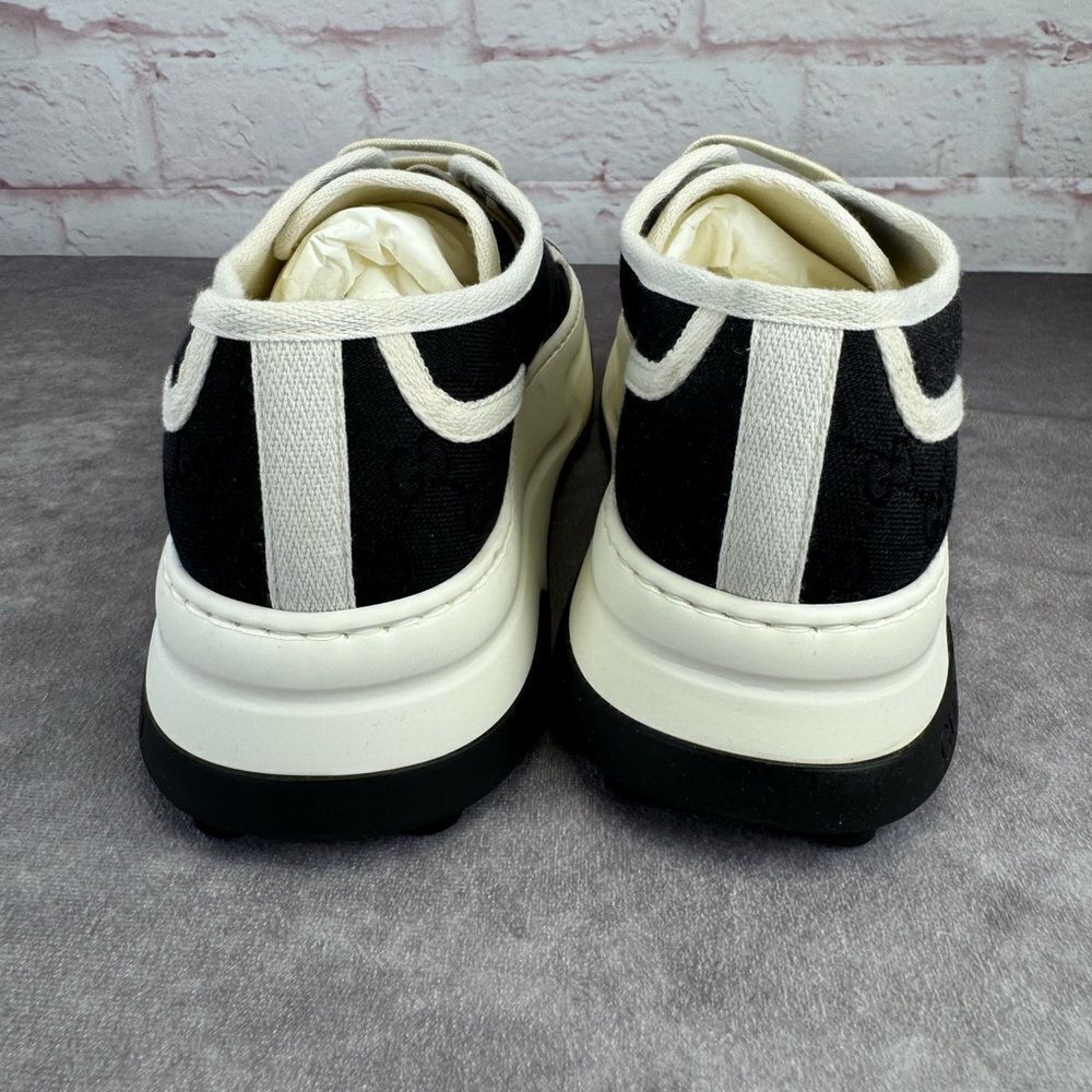 Gucci Mens Gg Black Tennis Treck 1977 Sneakers NIB 39.5 Mystic White - Picture 7 of 14